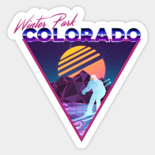 Retro Vaporwave Ski Mountain | Winter Park Colorado | Shirts, Stickers, and More! Sticker